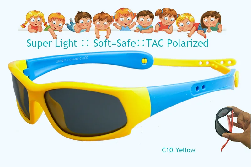Yellow IVSTA детские солнцезащитные очки для мальчиков силиконовый ремешок поляризованные гибкие TR90 эластичные детские солнцезащитные очки для девочек фиксатор держатель 8110 - Цвет линз: Yellow