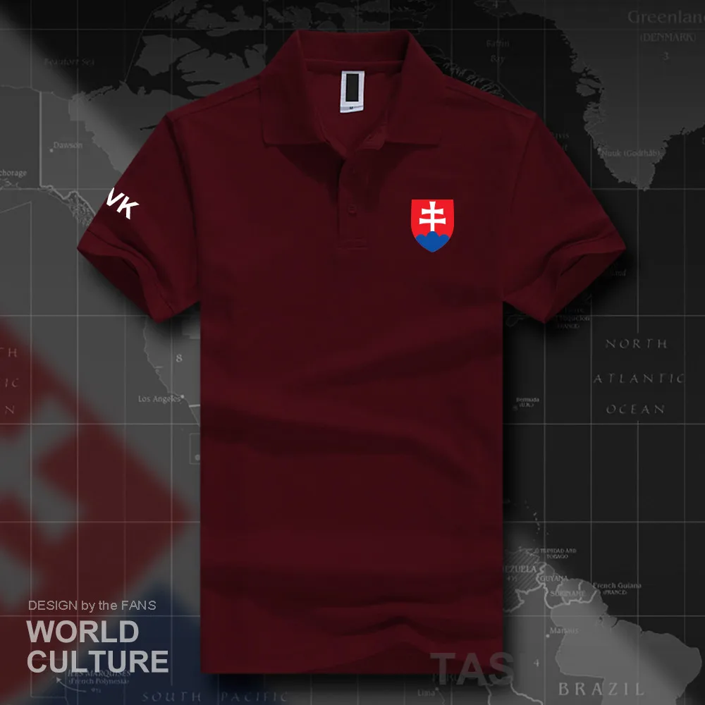 Мужская рубашка поло SVK белая с короткими рукавами и принтом в виде герба страны