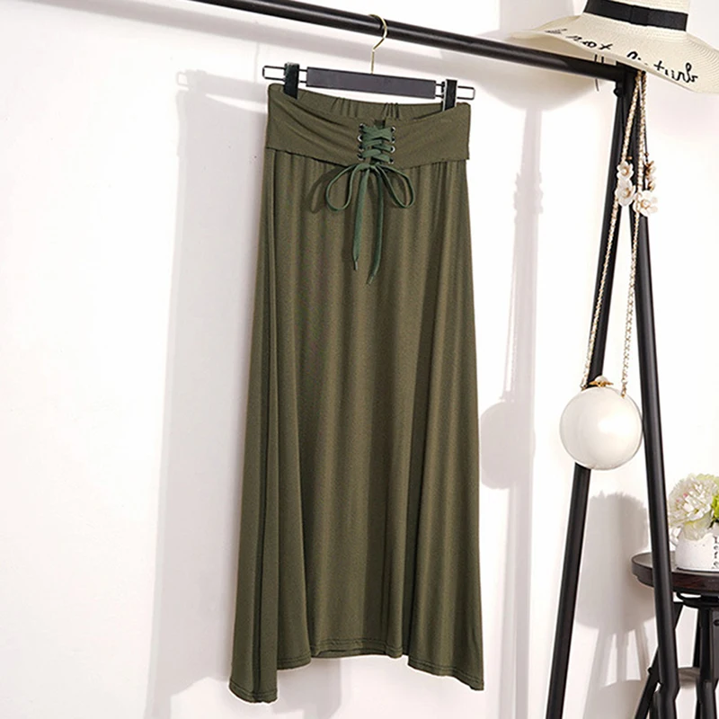 Большие хлопковые женские плиссированные длинные юбки новая модная эластичная
