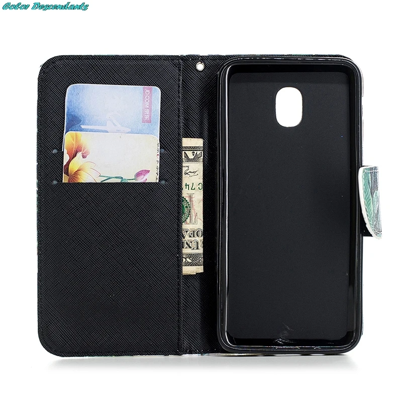 Чехол для Galaxy J4 2018 SM J400F росписью Кот флип чехол samsung J400 Coque карты слот
