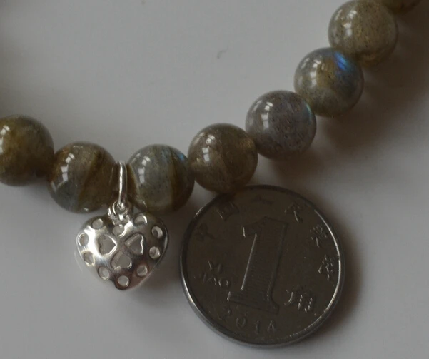 Браслет с голубым лунным камнем Серебряный лунный свет Лабрадорит одиночный