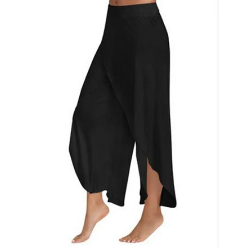 LAAMEI 5XL широкие брюки для женщин высокая талия модные однотонные низ Винтаж Летние