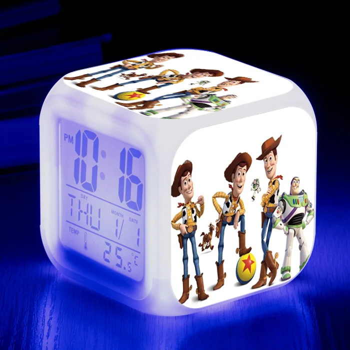 Toy story 4 buzz lightyear Вуди и Джесси будильник, светящийся светодиодный, изменение цвета, цифровые часы для детской комнаты, многофункциональные игрушки