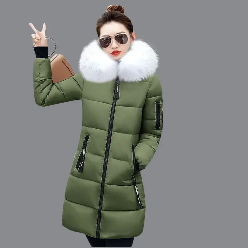 Женские зимние куртки и пальто 4 вида цветов стеганые с капюшоном большим