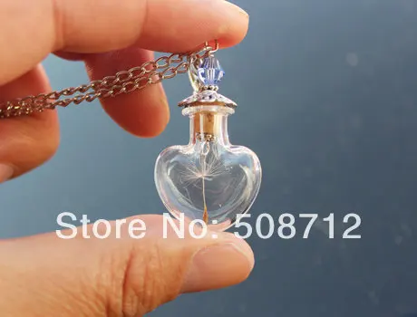 Мини ожерелье в виде бутылки одуванчика 20x20 мм желаний зерно натуральный цветок