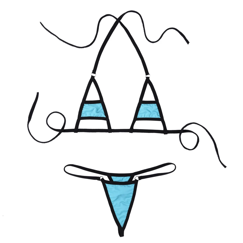 Многоцветное Прозрачное мини микро бикини купальный костюм женское пикантное