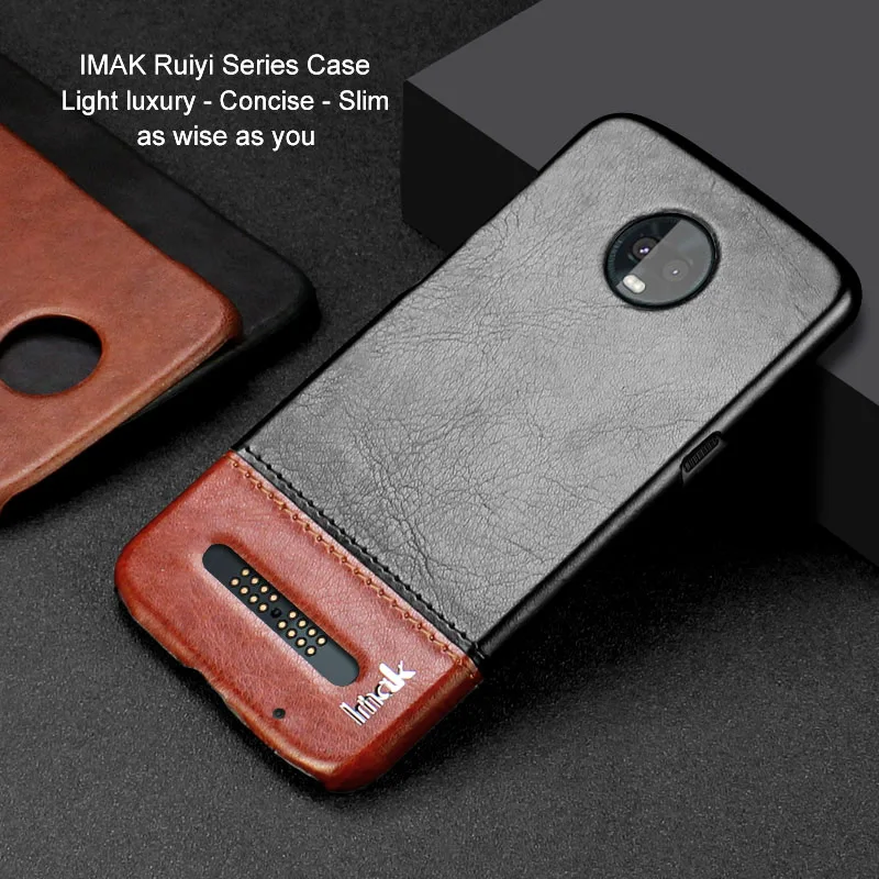 Кожаный чехол IMAK Для Motorola Z3 Play для Moto задняя крышка MotoZ3 Z3Play чехлы | Мобильные