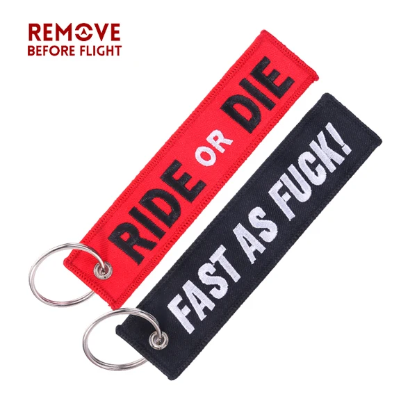 2PCS Remove Before Flight байкерские брелок сердцебиение Чемодан тег portachiavi вышивка брелок chaveiro для мотоцикла брелки для ключей комплект из 2 предметов - Название цвета: 2PCS
