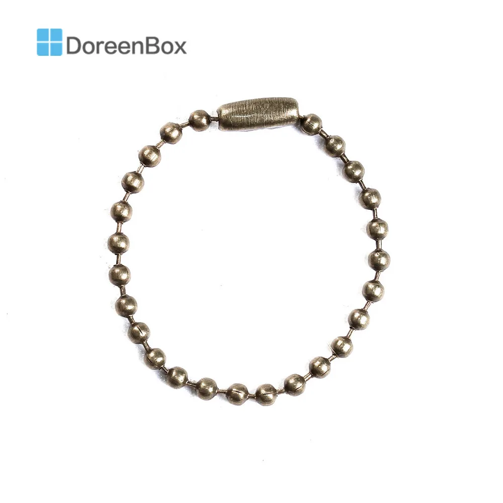

100 шт. Doreen коробка DIY разъем застежка мяч цепочки брелок бирка Железный сплав античный бронзовый цвет брелки ювелирные изделия 10 см длиной