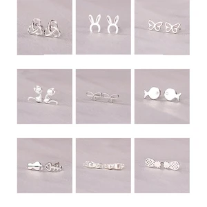 Сращивание стерлингового серебра 925 пробы, милые, серьги-гвоздики с животными для женщин, повседневный стиль, серьги для девочки индивидуальные украшения