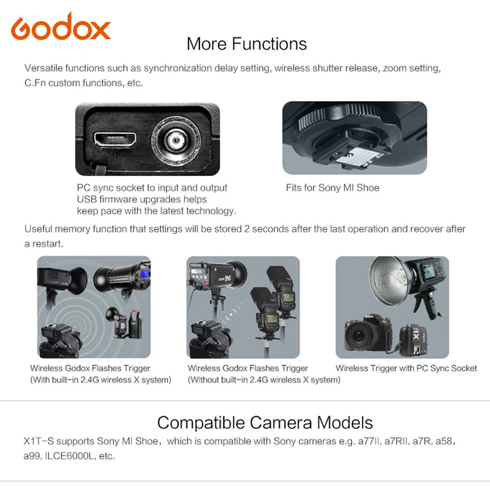 Godox X1t X1 kit TTL 2 4G беспроводной триггерный передатчик вспышки приемник для Canon Nikon Sony