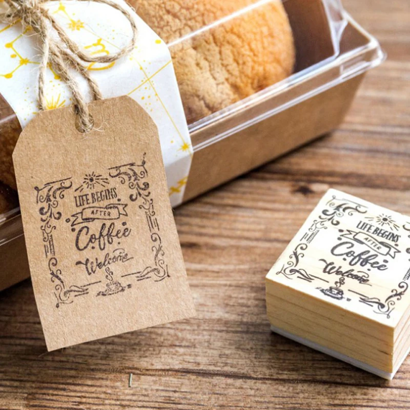 1 шт. серия открытий кофейни деревянный штамп сделай сам ручная работа наклейки