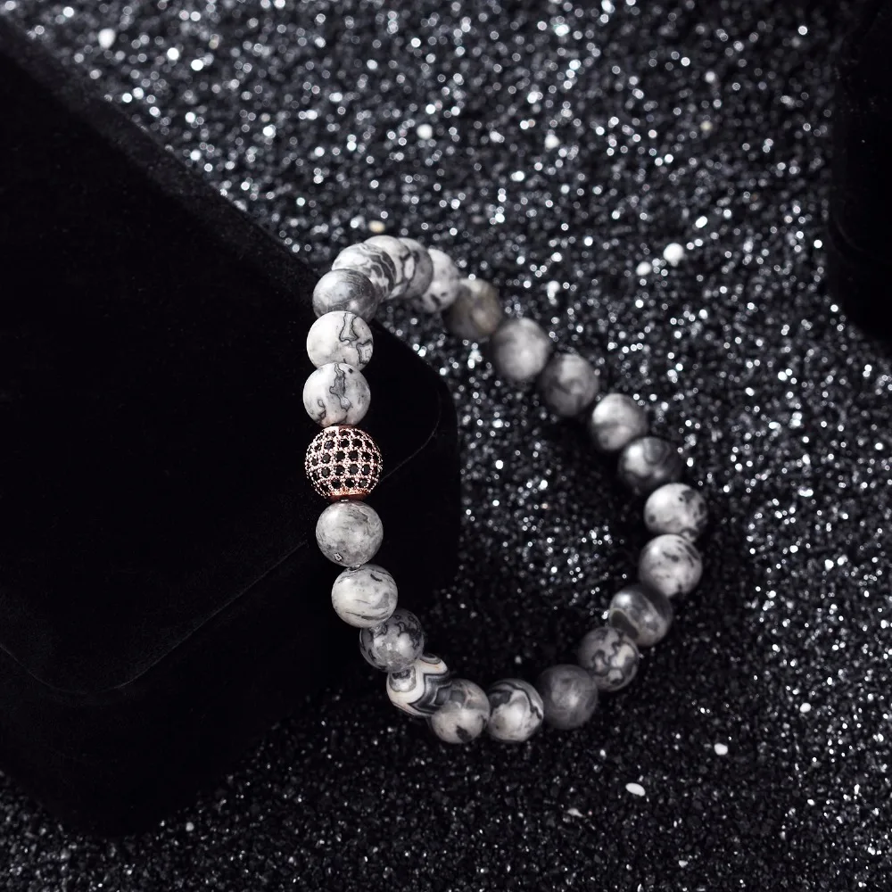 Лко Новый бусин диаметром 8 мм с Натуральный камень браслет из бисера 10