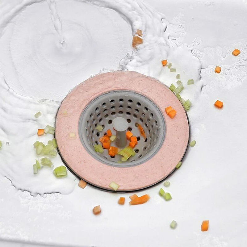Silicone Wheat Straw Kitchen Sink Strainer Bathroom Shower Drain Drains Cover Colander Sewer Hair Filter | Обустройство дома