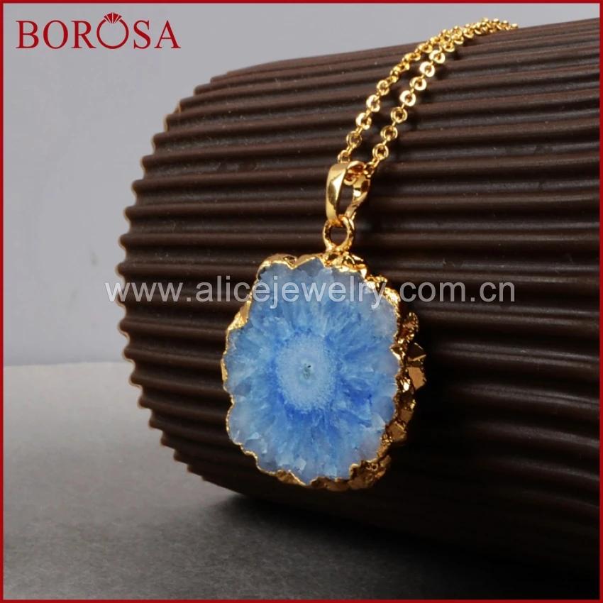 BOROSA бесплатная доставка золотая Радужная солнечная Кварцевая подвеска бусы