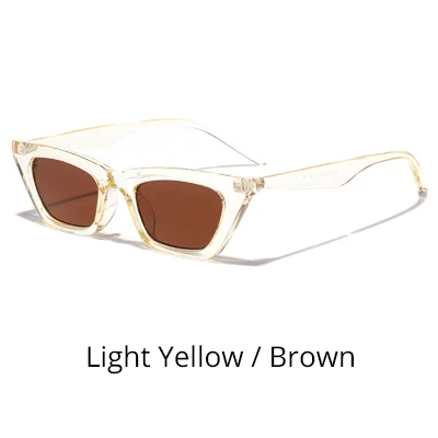 Light Yellow - Brown Ralferty новые модные солнцезащитные очки кошачий глаз винтажные Ретро женские роскошные брендовые оранжевые женские солнцезащитные очки маленькие оттенки Oculos W95028 - Цвет линз: Light Yellow - Brown