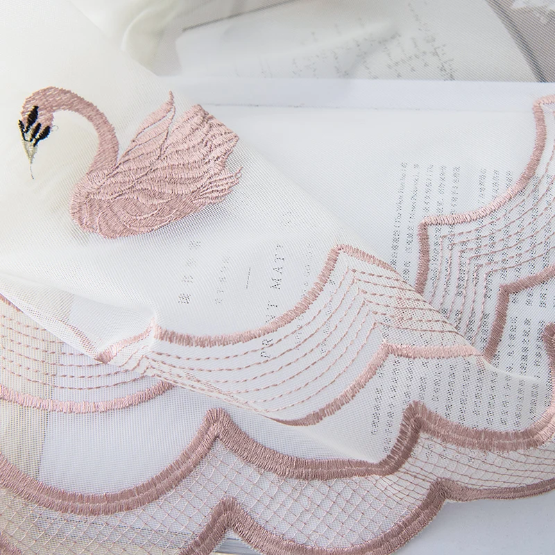 Занавеска с белым лебедем для окна однотонная занавеска двери драпировка