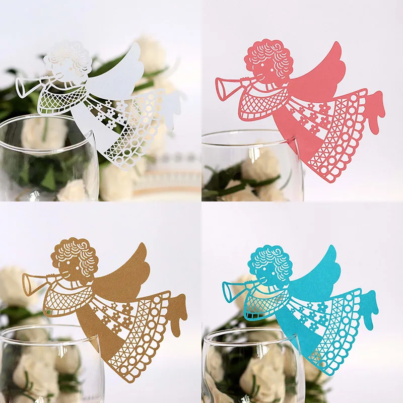 20 шт./лот стакан с лазерной вырезкой в виде ангела украшение для свадебвечерние