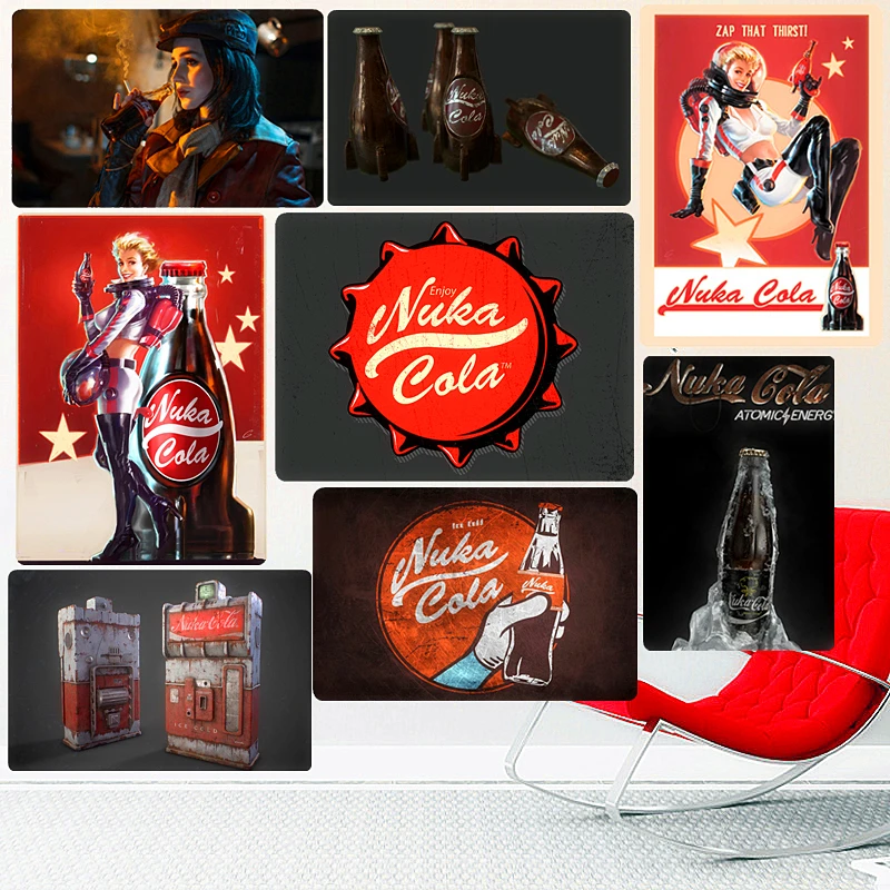 Nuka Cola ретро металлические знаки Бар Паб декоративная тарелка Fallout настенные наклейки любителей игр художественная жестяная живопись винтажный домашний декор N258