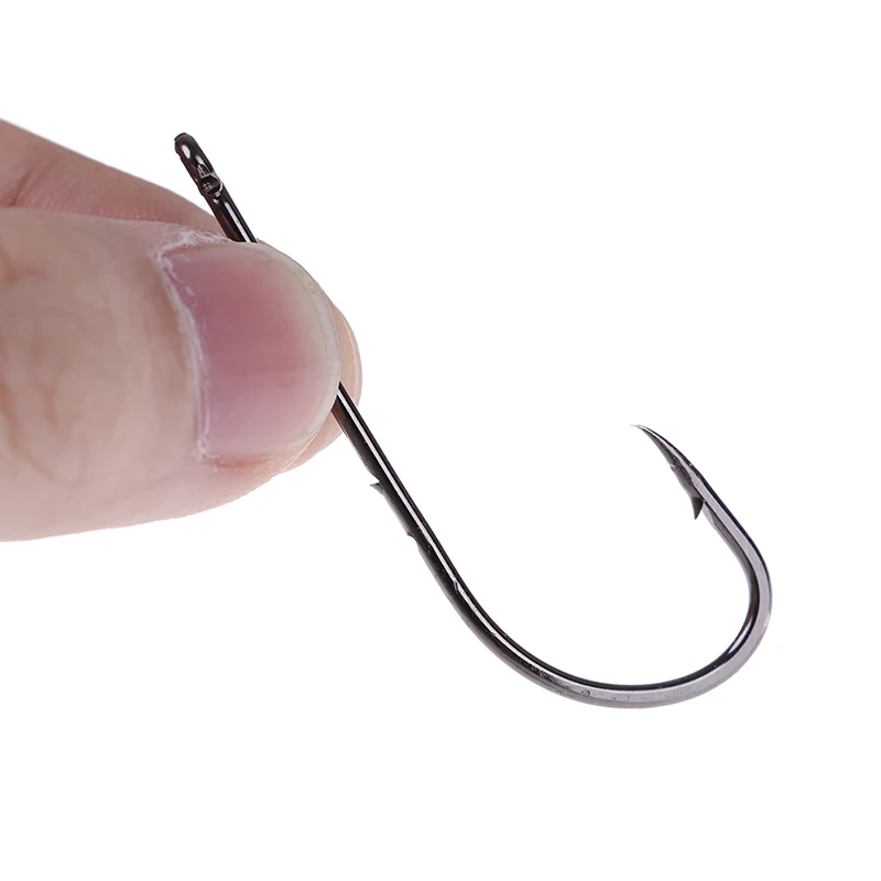 50Pcs Carbon Steel Fishing Hooks Off Set Sliced Long Barbed Shank Bait Holder Hook 9 Sizes | Спорт и развлечения