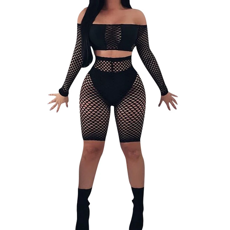 Сексуальная Перспектива 3 предмета летний комплект Для женщин наряды Mesh Crop