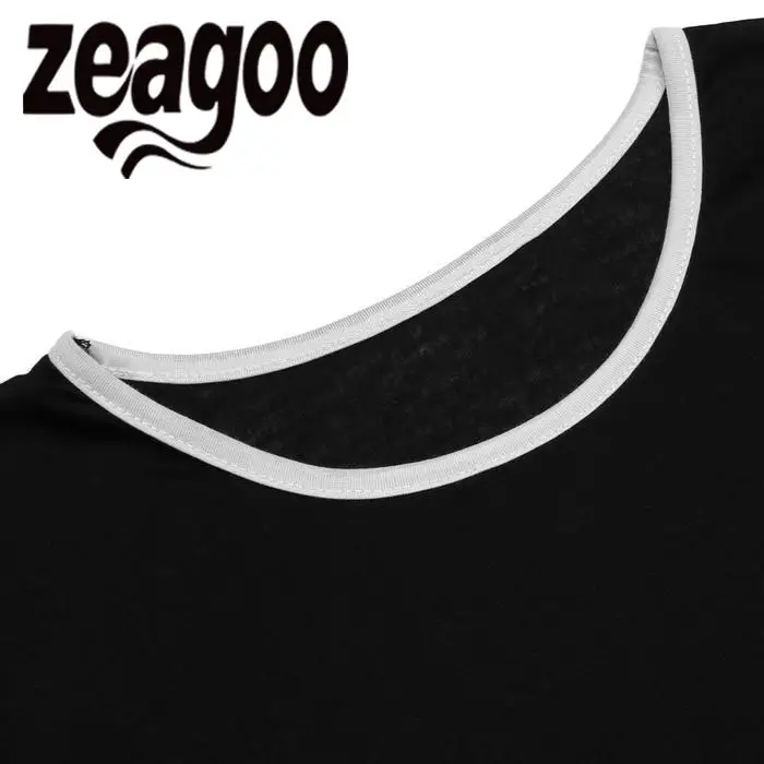 Zeagoo круглым вырезом Повседневное Для женщин короткий рукав одноцветное открытым