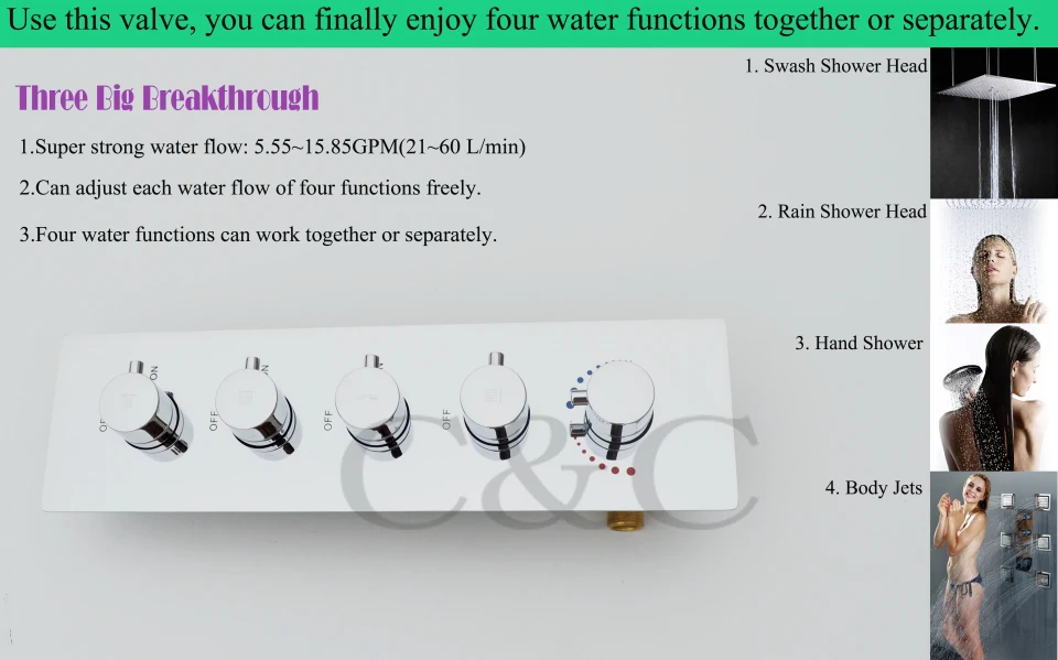 Swash и дождевая Ванна набор для ванной комнаты 20 дюймов две функции душевая