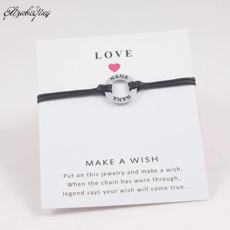 12 цветов воск шнур любовь бабушка браслеты желаний с карточкой регулируемые