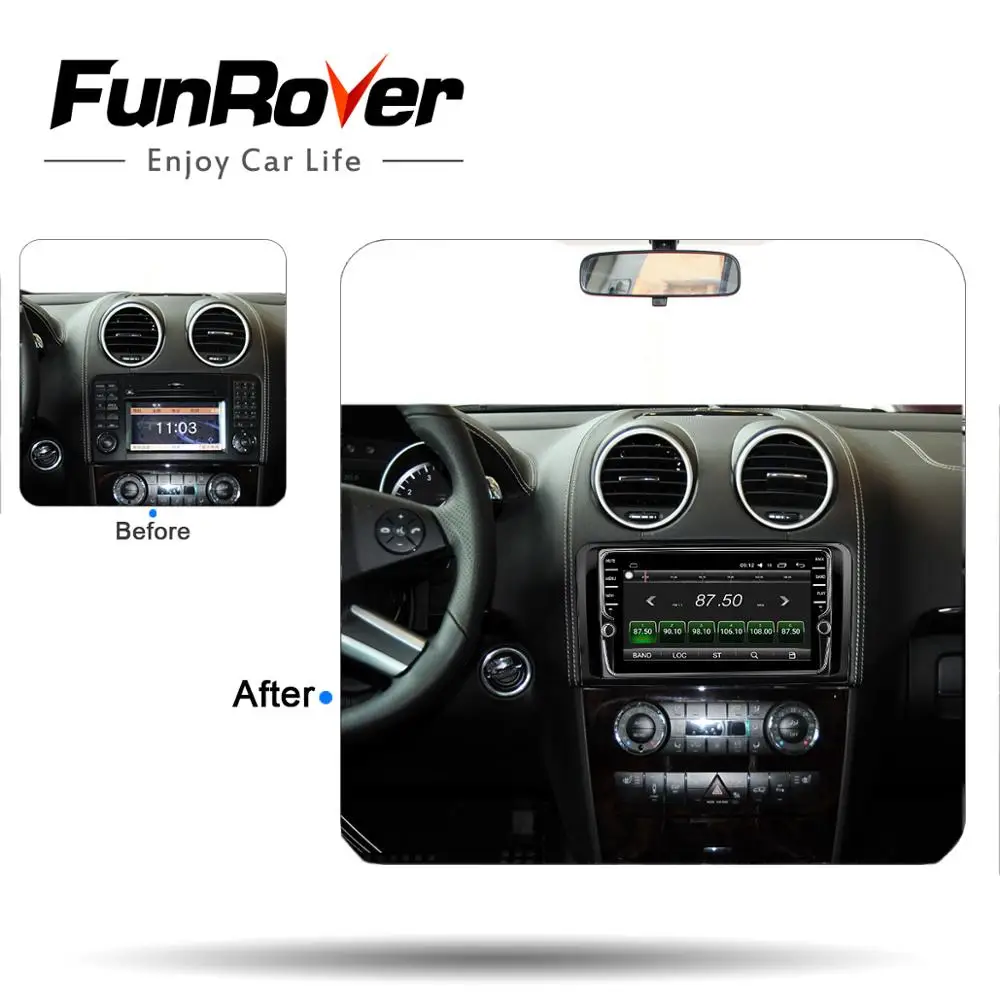 Funrover Автомобильный мультимедийный плеер Android 8.0 2 Din gps Авторадио для Mercedes Benz B W245 B150 B160 B170 B180 B200 B55 2004-2012