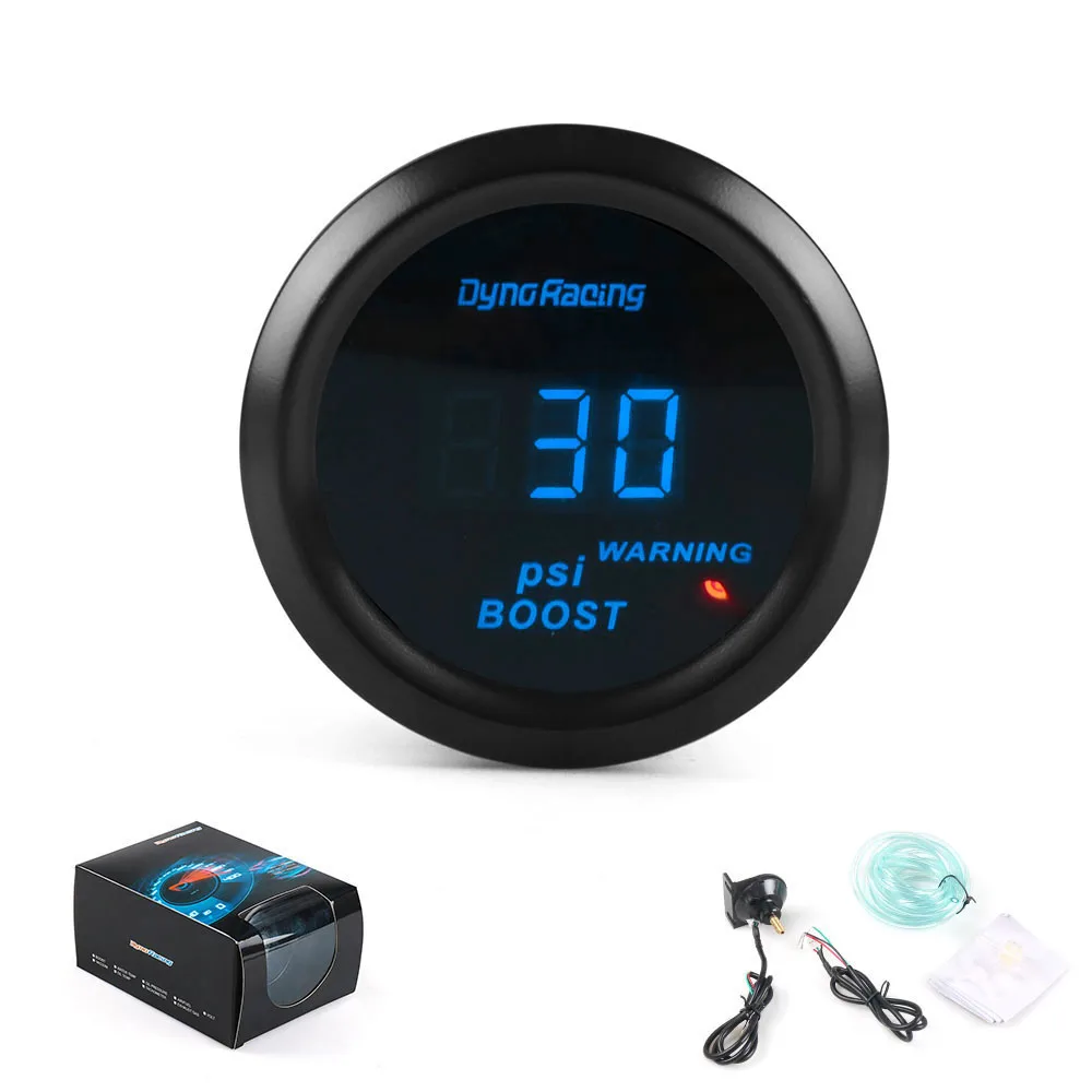 Dynoracing 2 дюймовый 52 мм Автомобильный турбо датчик 14 ~ 30PSI Синий цифровой