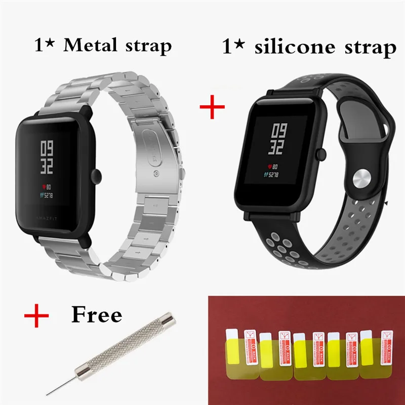 Silver 5 20 мм Металлический Стальной ремешок для Huami Amazfit Bip Lite samsung Galaxy watch Ременная Передача S2 S4 band Garmin Vivoactive 3 band - Цвет: Silver 5