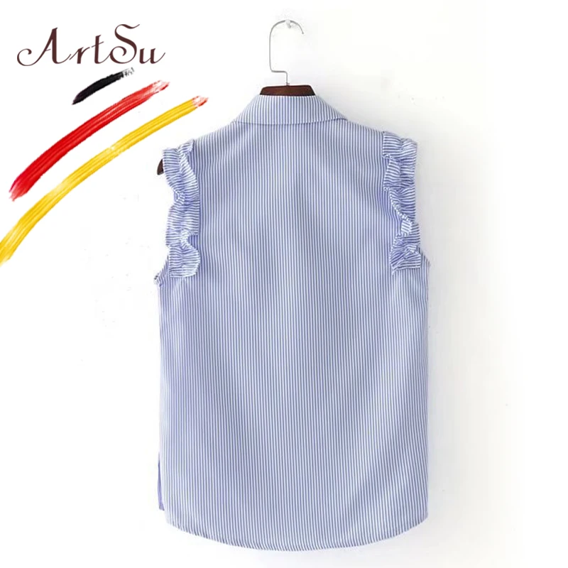 Арцу Цветочные оборки без рукавов Женская рубашка блузка 2017 мода отложной