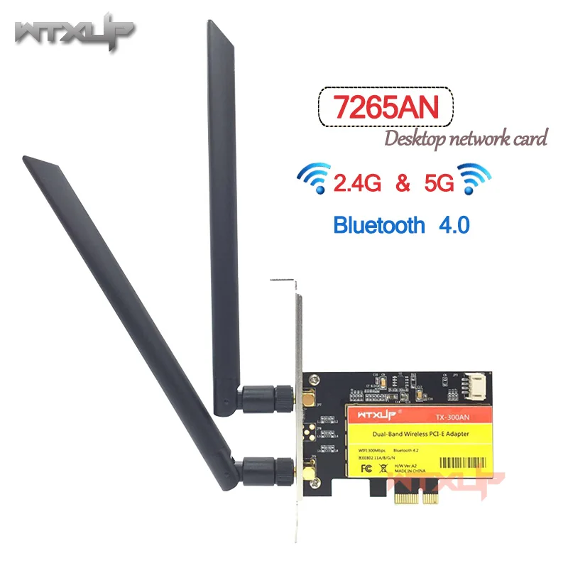 WTXUP беспроводной-AC 7265 802.11ac 867 Мбит/с+ 300 Мбит/с PCI Express Настольный WiFi адаптер Bluetooth 4,0 для Intel 7265AC ПК wifi карта