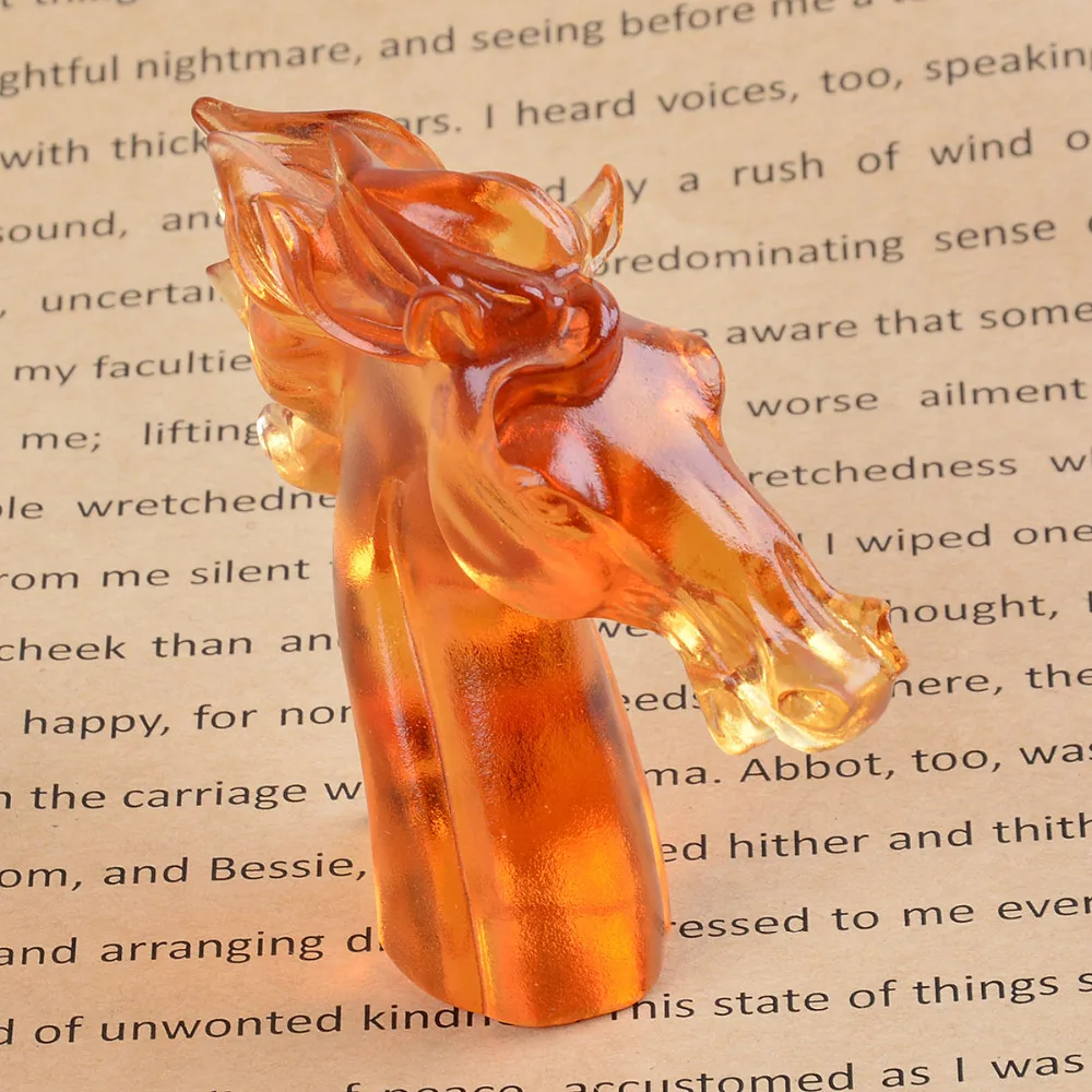 Китайская Янтарная голова лошади фэн шуй Liuli искусство и коллекционный подарок