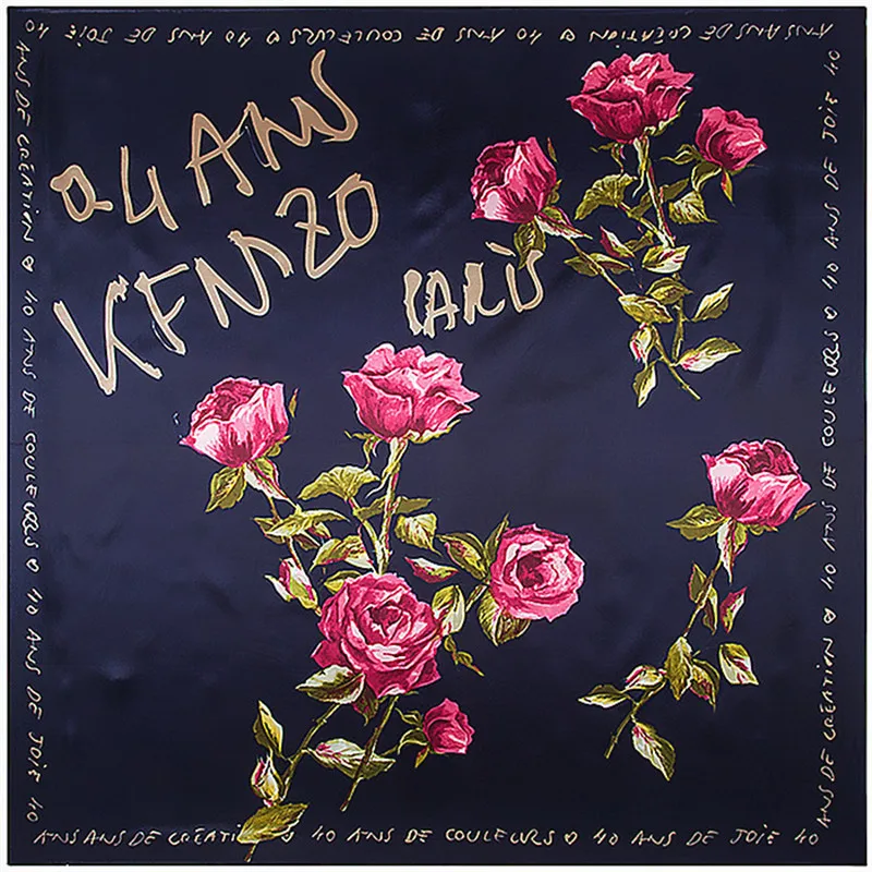 Женский шелковый шарф Mosoga квадратный платок из натурального атласа 90 см