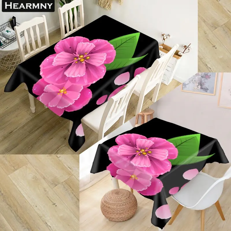 HEARMNY Pink Flower Tablecloth 3D Oxford Fabric Square/Rectangular Dust-proof Table Cover For Party Home Decor TV Covers - Цвет: 19