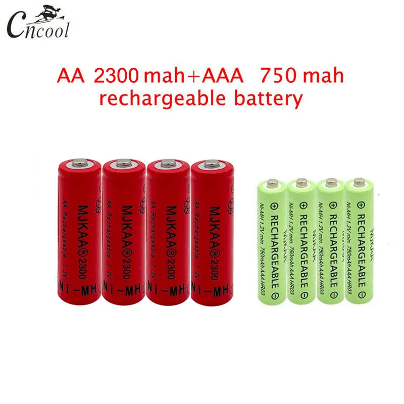20 шт красные AA 2300mAh Ni MH аккумуляторы + AAA 750mAh Аккумуляторы|Перезаряжаемые батареи| |