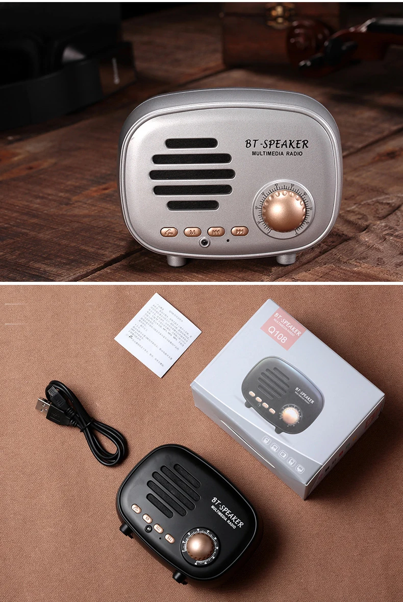 Classic retro Mini Portable Bluetooth Speaker subwoofer Wireless multimedia Radio U disk TF Handsfree for iphone Samsung Xiaomi |