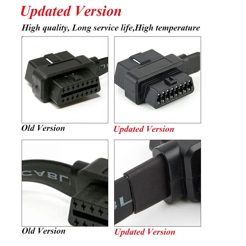OBDII OBD2 16Pin 90 градусов угол мужчин и женщин диагностический соединитель расширителя кабеля сплиттер плоский тонкий как лапша 60 см