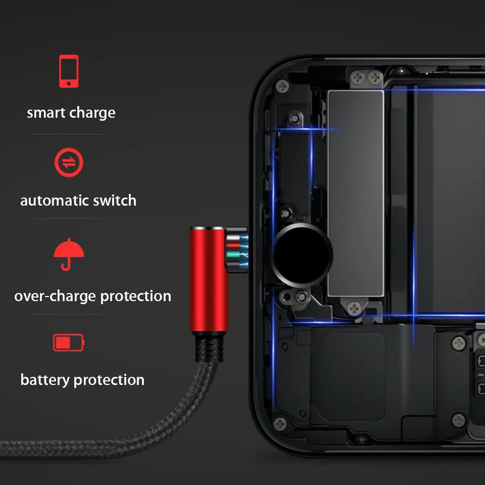 3 в 1 Реверсивный мульти Micro usb type C зарядный кабель для iPhone 90 градусов несколько Android USBC мобильный телефон зарядное устройство кабели