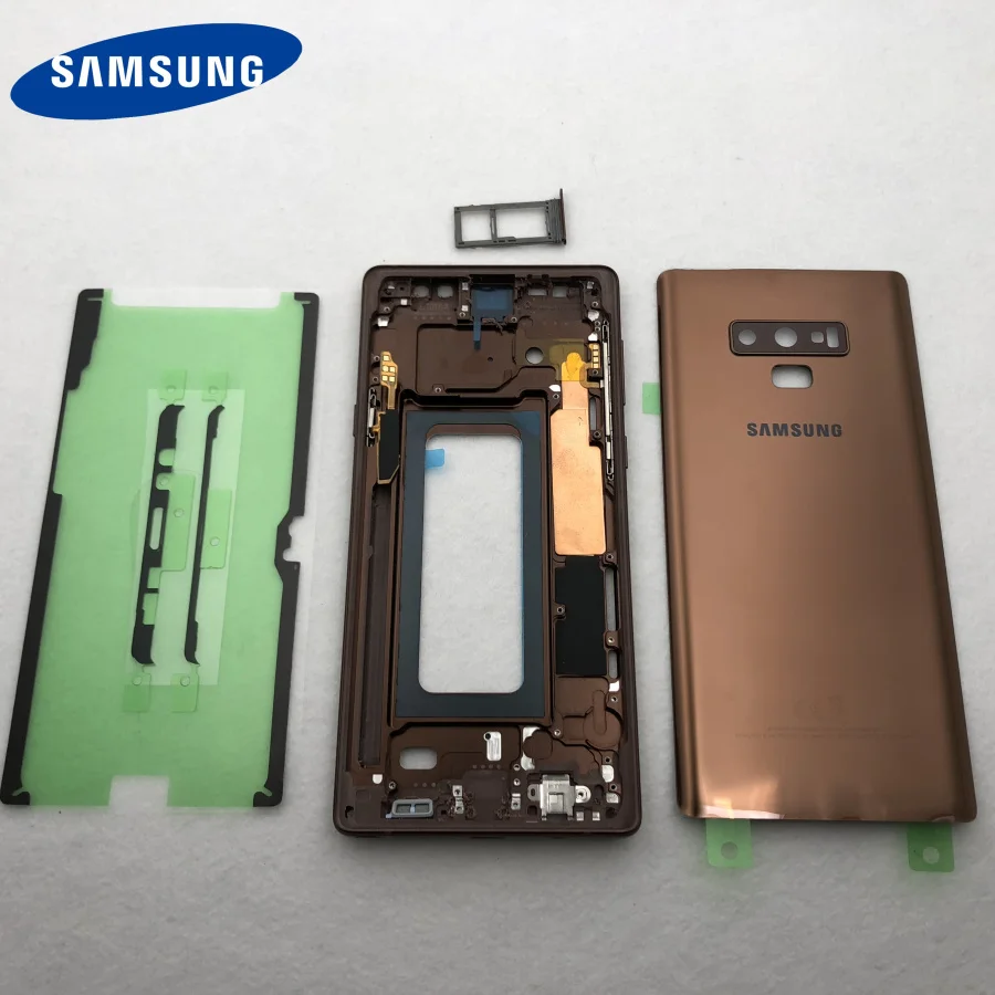 Note9 полный корпус чехол со средней рамкой стеклянная задняя крышка батареи для samsung Galaxy Note 9 N960 N960F SM-N960F N9600