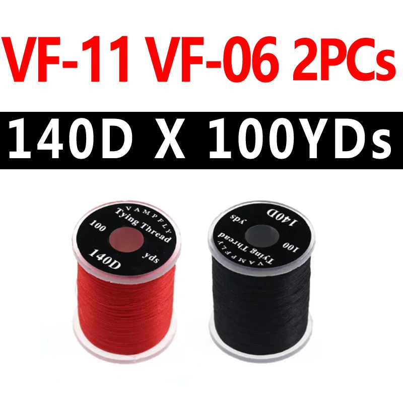 VF 06 and 11 2pcs Bimoo 2 шт. нить для мух для ловли нахлыстом 140 денье нейлоновая нить для сухих мух материал нити 100 ярдов 20 цветов - Цвет: VF 06 and 11 2pcs