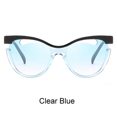 Clear Blue Два ocklock женские солнцезащитные очки кошачий глаз женские брендовые дизайнерские Черные Серые солнцезащитные очки для женщин открытые очки ретро-оттенки X2746 - Цвет линз: Clear Blue