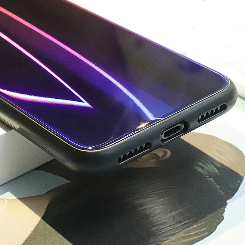Встроенная чехол для Iphone X 6 S 7 назад градиент Аврора стекле Магия цвета Apple 8 плюс