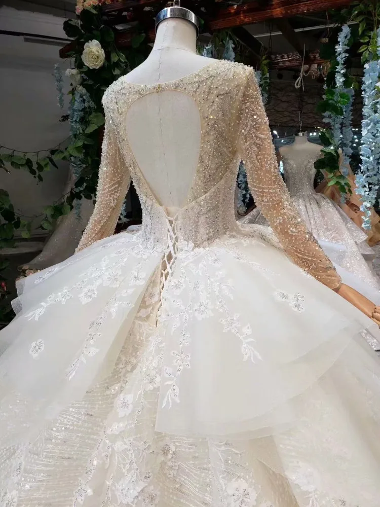 Роскошное длинное Милое Свадебное платье 2019 Пышное Бальное Платье С Длинным