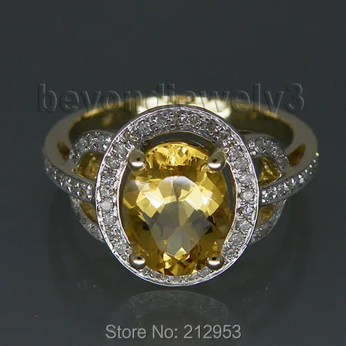 Винтажное овальное кольцо 7x9 мм 14kt желтое золото Желтый Цитрин R2004|ring ring|ring gold