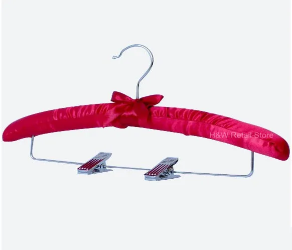 [Бесплатная доставка] красочные Сатиновые вешалки с металлическими зажимами для