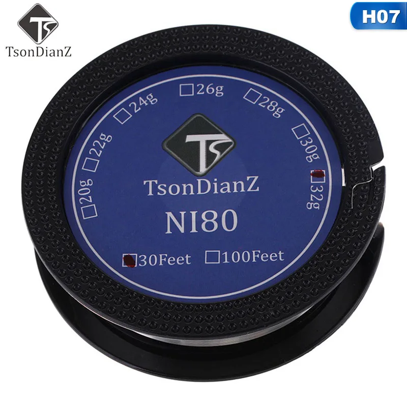 10 м/рулон Ni80 нихромовая проволока электронная сигарета 20g-22ga-32ga Tsondianz нагревательный провод для RDA RTA атомайзер для DIY Предварительно Построенная катушка