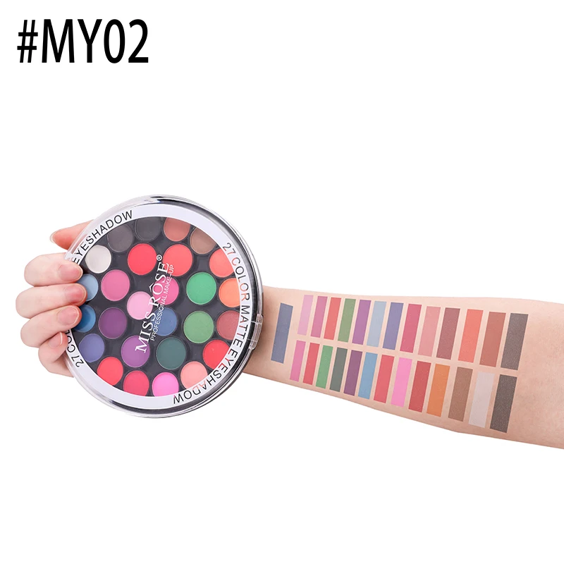 Бренд MISS ROSE 27 цветов мерцающие матовые тени для век Pallete блеск Тени палитра
