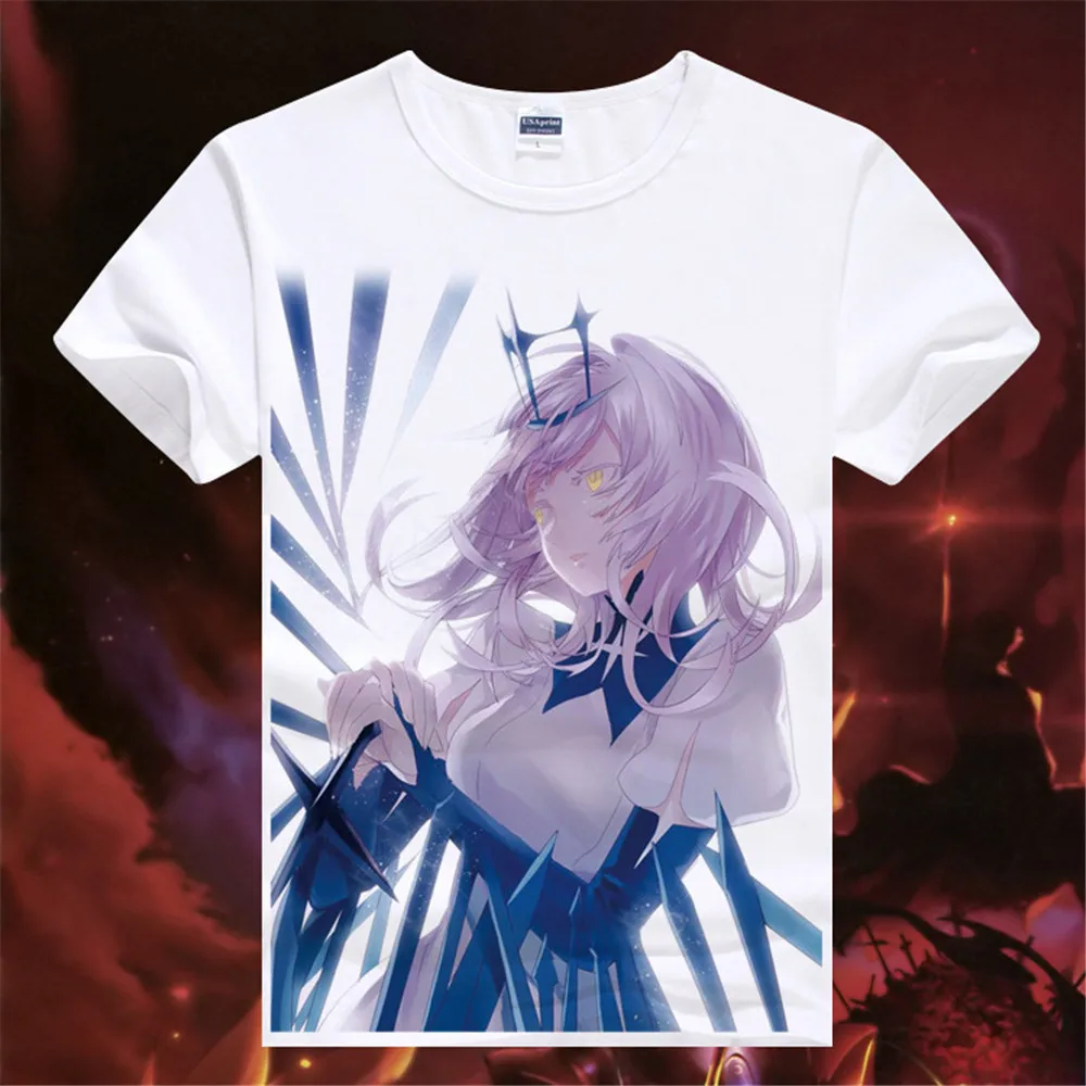 Косплей японское аниме Fate Grand order FGO футболки с принтом в синюю полоску топы